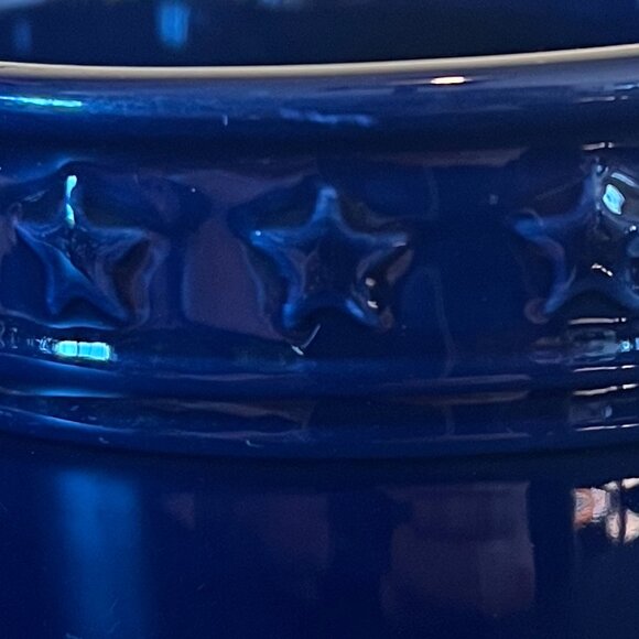 AMERICAN LIVING Cobalt Blue Ironstone Mug ~ 3 Embossed Stars & Double Ribbing - Picture 2 of 9